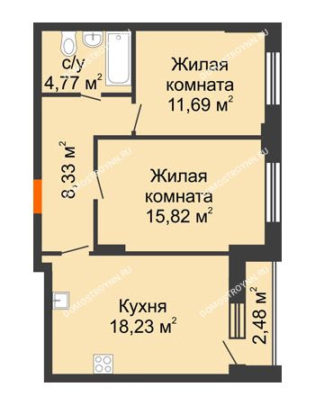 2 комнатная квартира 60,08 м² - ЖК КМ Флагман