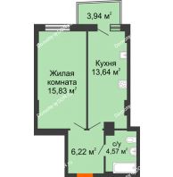 1 комнатная квартира 40,98 м² в ЖК Сердце Ростова 2, дом Литер 8 - планировка