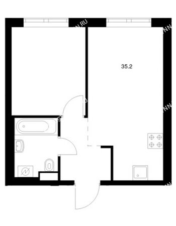 1 комнатная квартира 35,2 м² в ЖК Савин парк, дом корпус 7