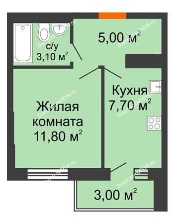 1 комнатная квартира 28,5 м² в ЖК Новая Пальмира, дом № 65