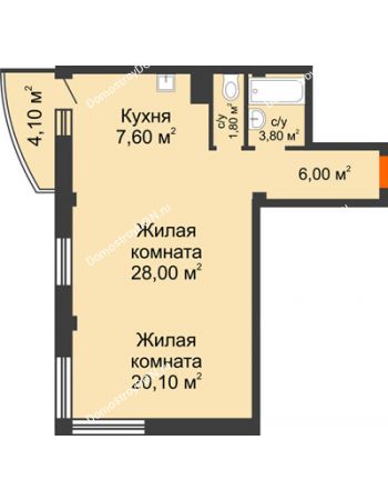 2 комнатная квартира 68,5 м² - ЖК Южная Башня