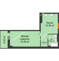 1 комнатная квартира 36,46 м², ЖК Кристалл 2 - планировка