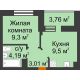1 комнатная квартира 27,92 м² в ЖК Светлоград, дом Литер 16 - планировка
