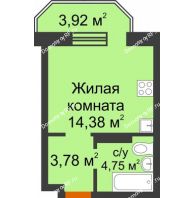 Студия 24,09 м² в ЖК Светлоград, дом Литер 15 - планировка