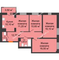 4 комнатная квартира 85,3 м² в ЖК На Высоте, дом 2 этап - планировка