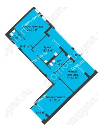 3 комнатная квартира 111,48 м² в ЖК Воскресенская слобода, дом №1