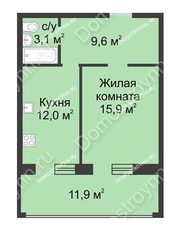 1 комнатная квартира 53,3 м² в ЖК Славянский квартал, дом № 188