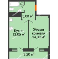 1 комнатная квартира 40,1 м², ЖК Клубный дом на Мечникова - планировка