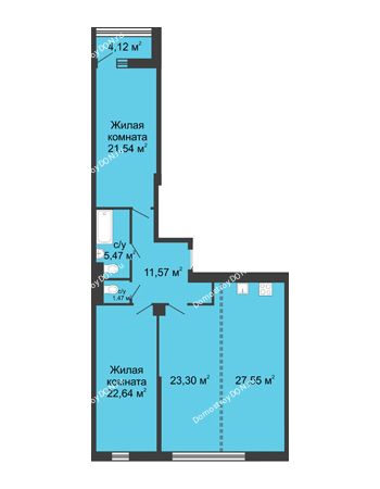 3 комнатная квартира 116,1 м² - ЖК Бристоль