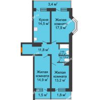 3 комнатная квартира 83,8 м² в Фруктовый квартал Абрикосово, дом Литер 3 - планировка