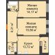 2 комнатная квартира 59,41 м², ЖД Жизнь - планировка