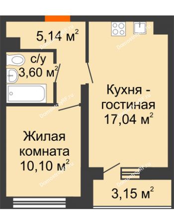 1 комнатная квартира 37,45 м² - ЖК НЕБО на Ленинском, 215В