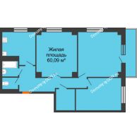 3 комнатная квартира 96,82 м² в ЖК Сокол Градъ, дом Литер 6 - планировка