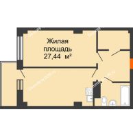 2 комнатная квартира 47,43 м² в ЖК Сокол Градъ, дом Литер 1 - планировка
