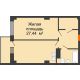 2 комнатная квартира 47,43 м² в ЖК Сокол Градъ, дом Литер 1 - планировка