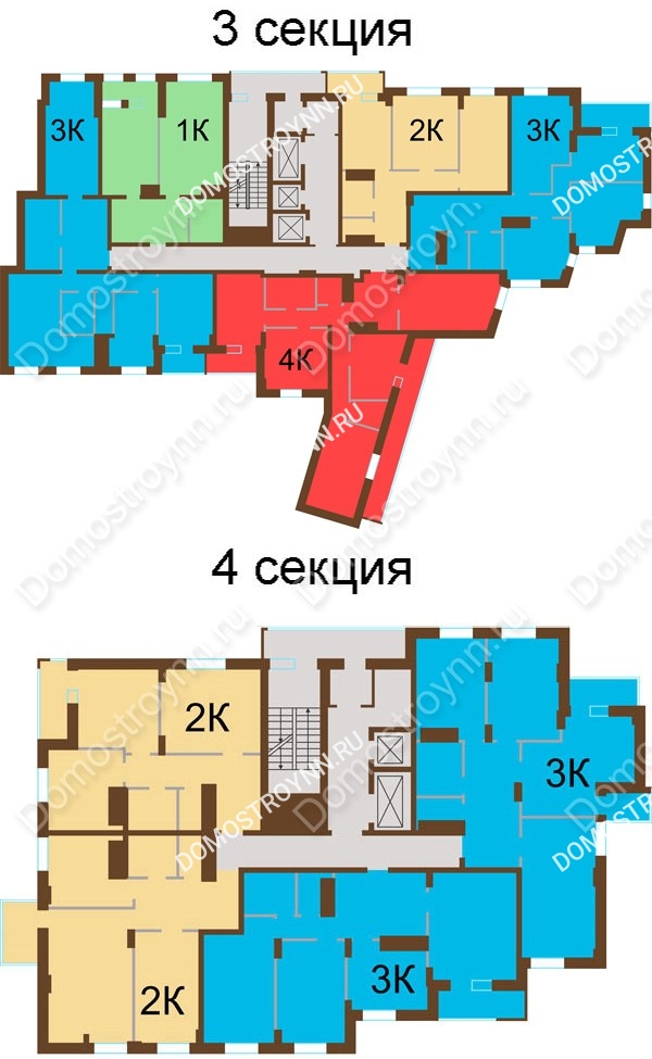 Планировка 4 этажа в доме № 7, корп. 6 в ЖК Подкова на Панина
